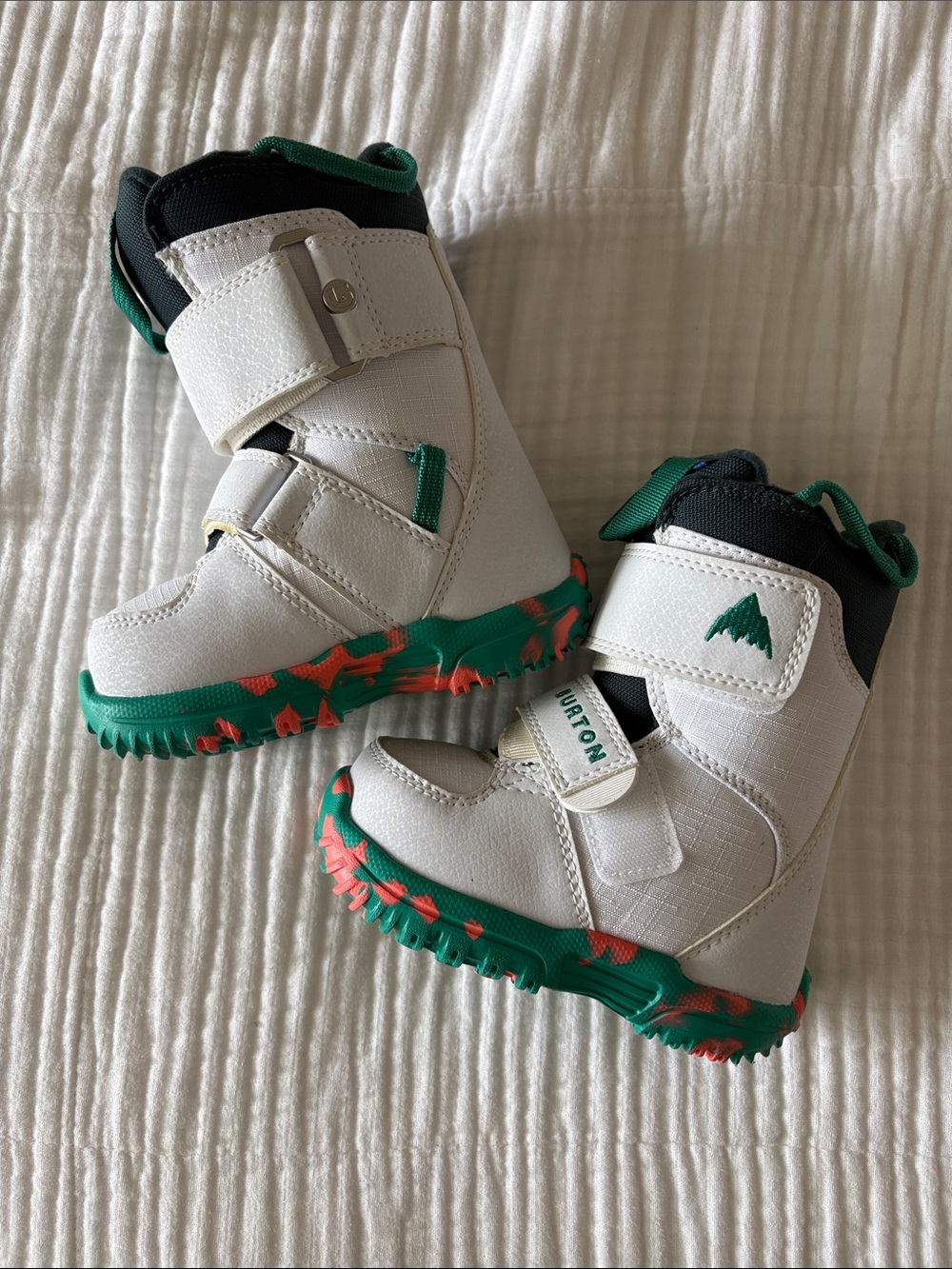 Burton Kids White, Green & Coral Snowboard Boots